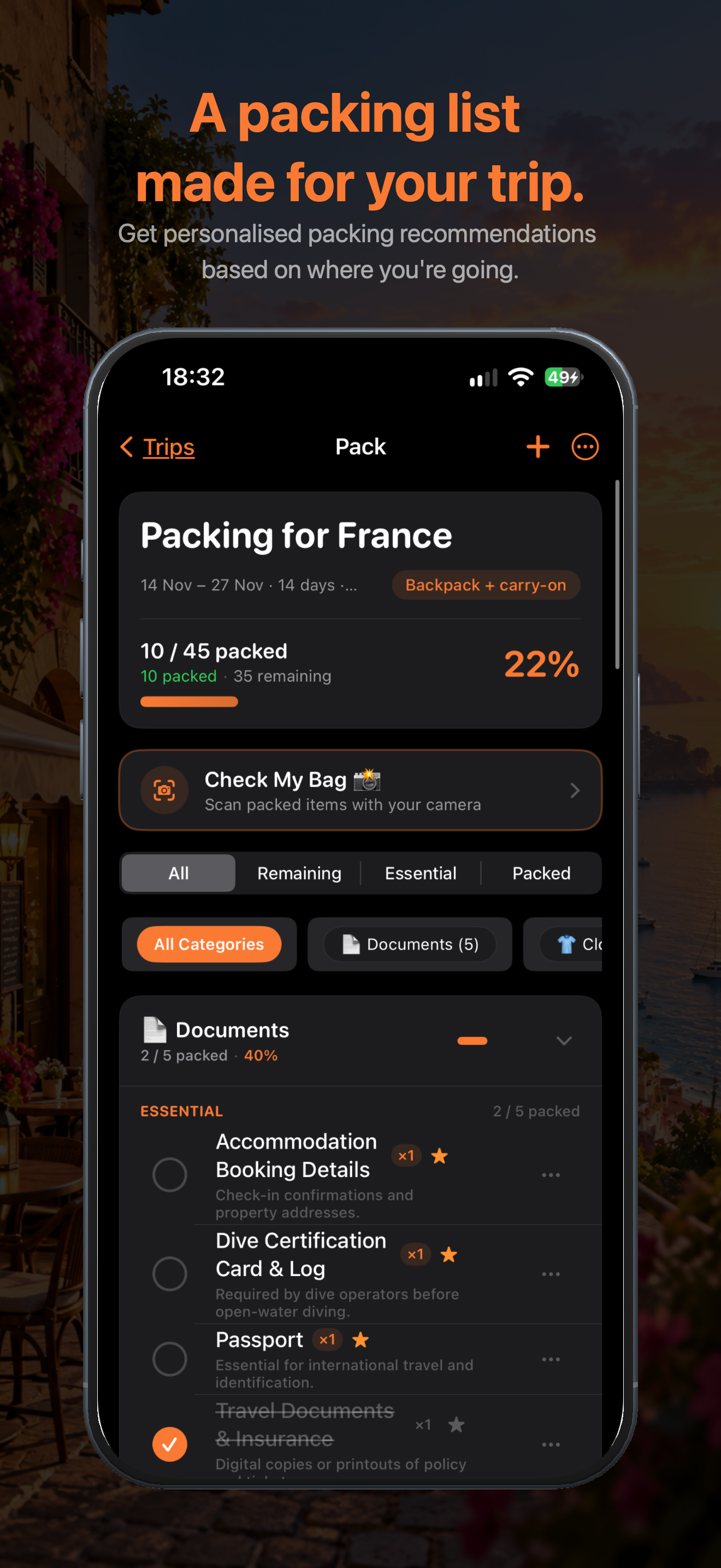 Personalised packing recommendations